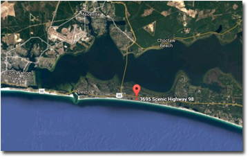 Location map for Beach Pointe Townhomes in Destin FL